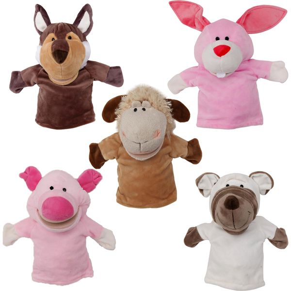 Animal Hand Puppets Set,Premium Quality Soft Plush Toys with Movable Mouths