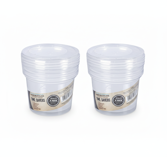 Home 'N Leisure 4 Piece Clear Round Food Storage Containers 500ml - 2 Pack