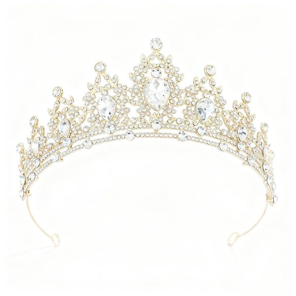Women Faux Crystal Queen Crowns Tiara Princess Rhinestone Tiaras