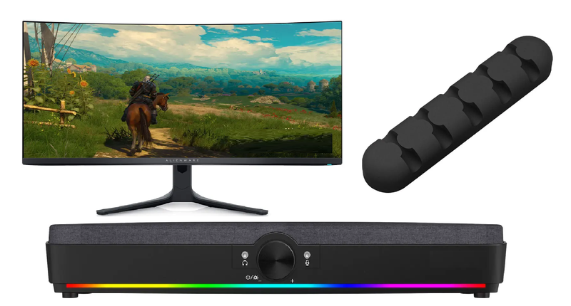 Alienware 34" WQHD 0.1ms Gaming Monitor + GG Soundbar &amp; 5-Slot Cable Clip