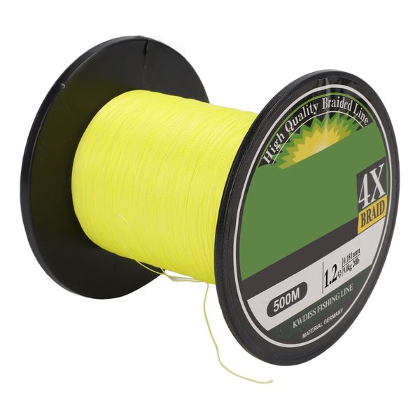 Yellow PE Braided Fishing Line 546 Yards, 4 Strand Abrasion Resistant