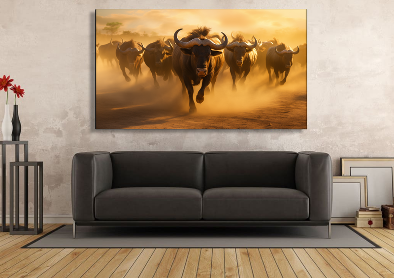 Canvas Wall Art - Buffalo Stamede Abstract - IM0249