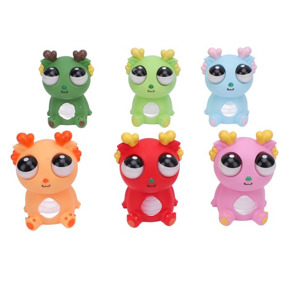 6 Piece Funny Dragon Squeeze Toy Eye Popping For Office Live Stream