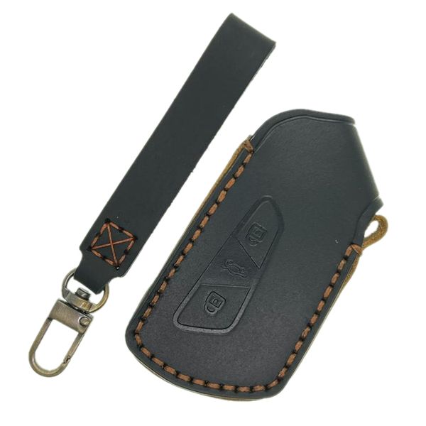 Hallmo Genuine Leather Car Key Cover for Volkswagen Golf 8
