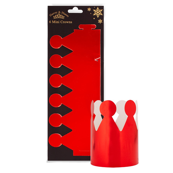 Mini Red Foil Party Crowns (6 Pack) - Christmas &amp; Festive Celebration Hats