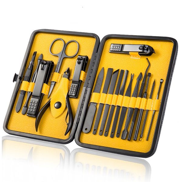 18-in-1 Manicure Pedicure Nail Clipper Kit Set - Black &amp; Yellow