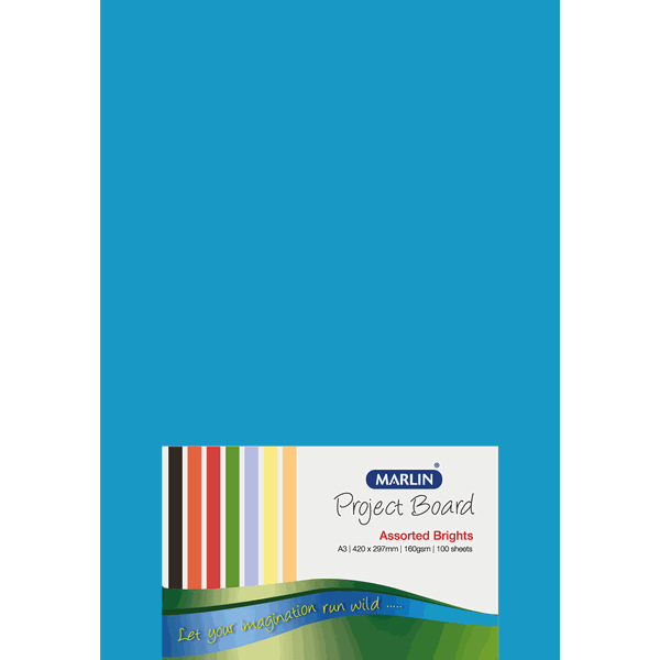 Marlin Project Boards A3 160gsm 100's Bright assorted