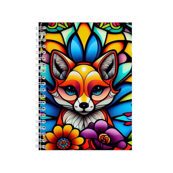 Cartoon Fox Big Eyes Stained Glass Notebook Gift Idea A4 Notepad Pad 89