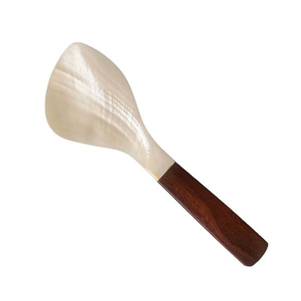 Natural Seashell Spoon with Pearwood Handle 12 cm Water-Polished