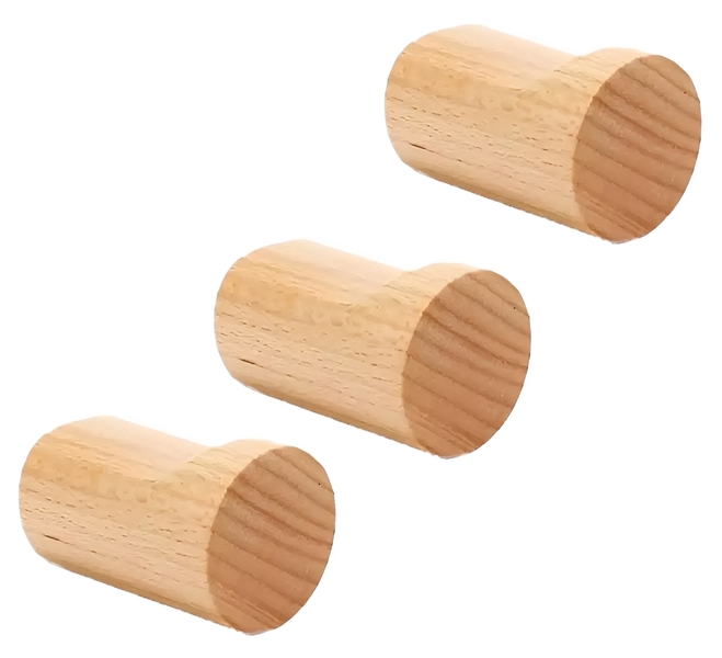 Set of 3 Floating Wooden Wall Hooks