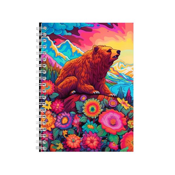 Brown Bear Carnations Neon Notebook Gift Idea Notepad Pad 70
