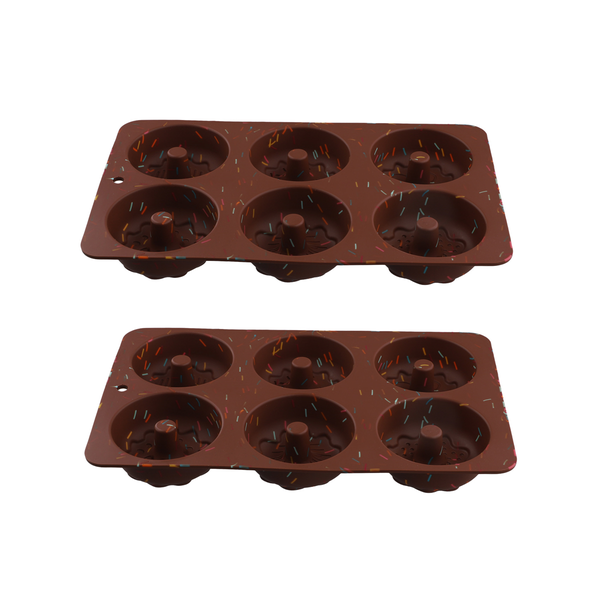 2 Pcs Mini Cake Pan, 6-Cavity Fluted Tube Cake Pan, Non-Stick Silicone Baki