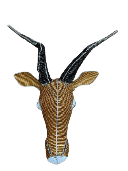 African Bead &amp; Wire Handcrafted Impala Head Wall Decor Large