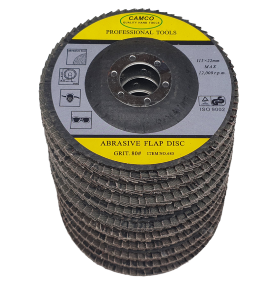 Camco (Pack of 10) Flap Discs 115mm - 80 Grit