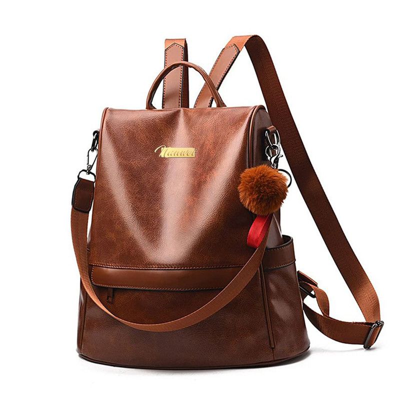 NANWEI Anti-Thef Backpack for ladies Waterproof PU Leather Shoulder Bag