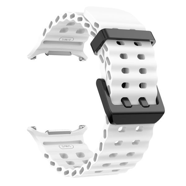 Silicone Marine Strap Compatible With Samsung Galaxy watch Ultra-White