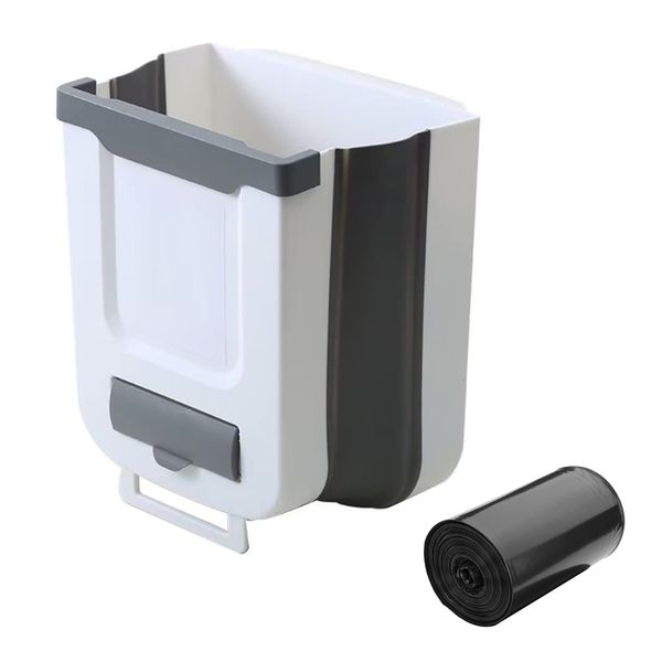 Foldable Multipurpose Waste Bin Set Cabinet Door Hangings Mini Trash Can