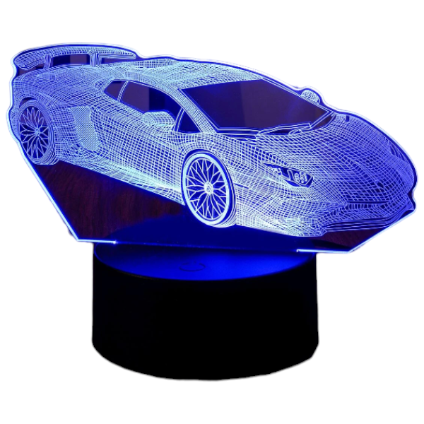 Unique 3D Sports Car Creative Visualization Lamp - Multi- Coloured