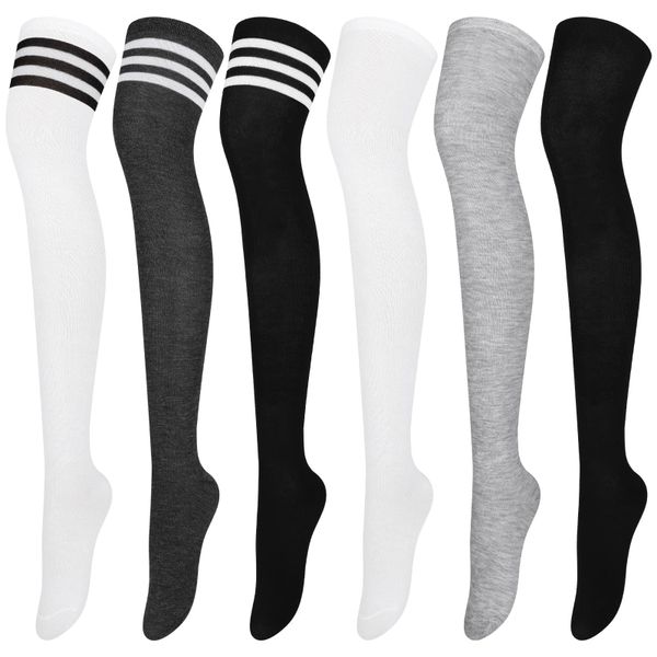 6 Pairs Women Over Knee Socks Thigh High Warm Boot Stockings