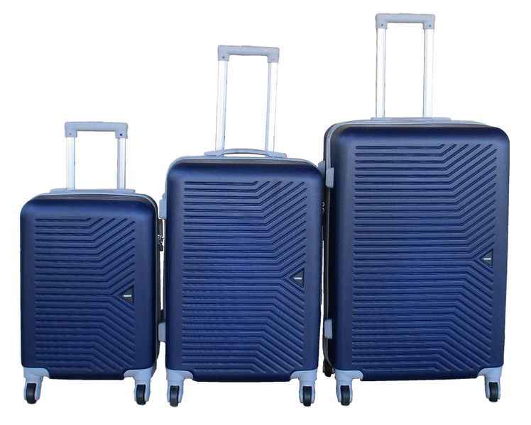 TOUGH Luggage Set ABS Shell Spinner Wheels, Telescopic Handles - Navy Blue - 3-Piece