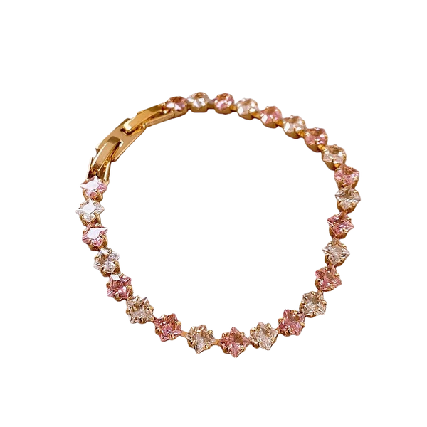 Dainty Pink Crystal Gold Bracelet
