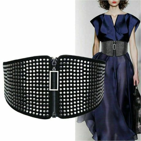 Zip Front Wide Elastic Belt