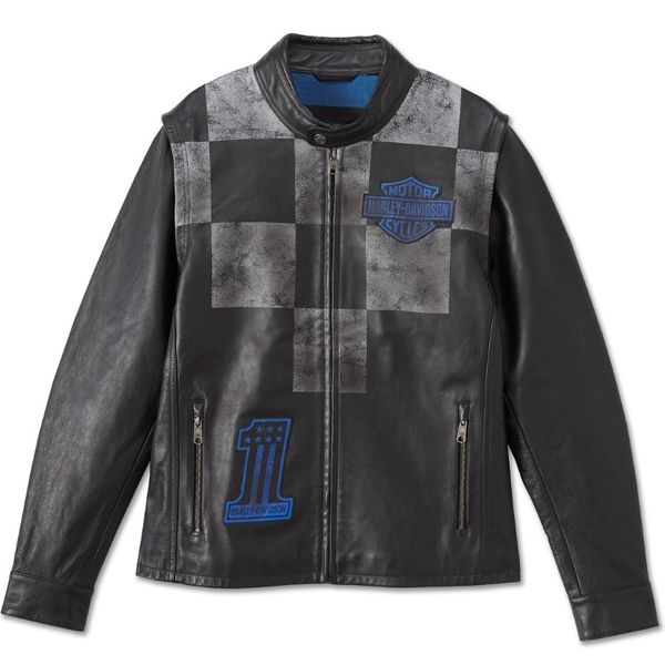 Men's Blue Steel Convertible Leather Jacket