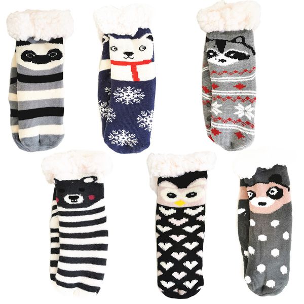 6 x Cartoon Animal Thermal Socks Winter Socks For Kids Children - Assorted