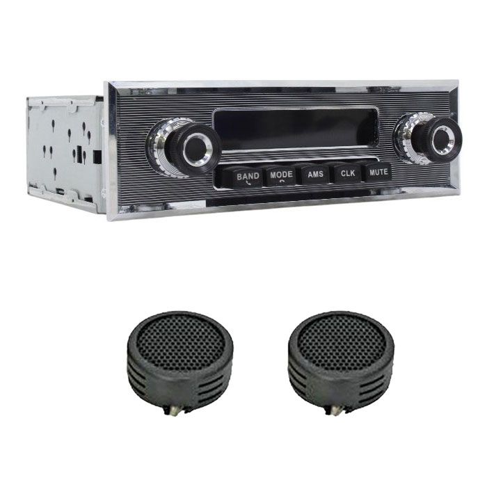 Old School Retro Design USB/SD FM Car Media Stereo Player & Evo Tweeters