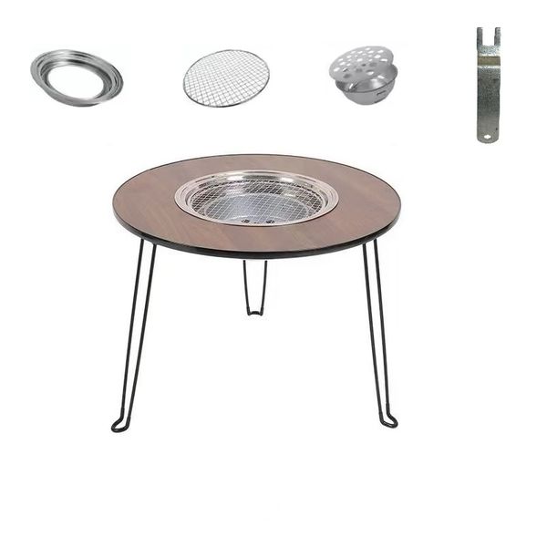 Outdoor Circular Convenient Folding Charcoal Barbecue Stove For Boiling Tea