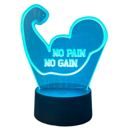 Bicep-shaped "No Pain No Gain" RGB LED night lamp Image