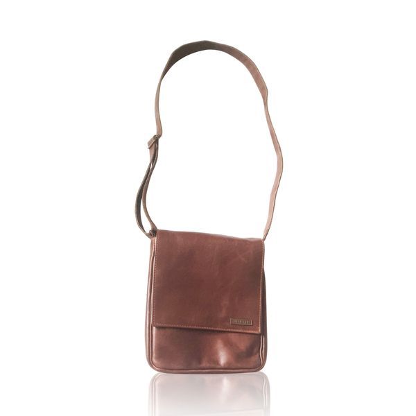 MIRELLE Men's Leather Crossbody, Sling, Messenger Bag - Pecan Brown