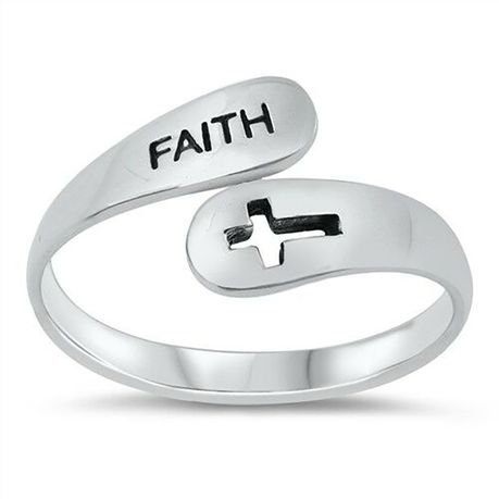 R003 Solid Stainless Steel - Faith Cross Ring Image