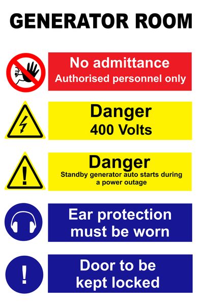 Generator Room No Admittance Authorised Personnel Only 30x40cm Sign- 2 Pack