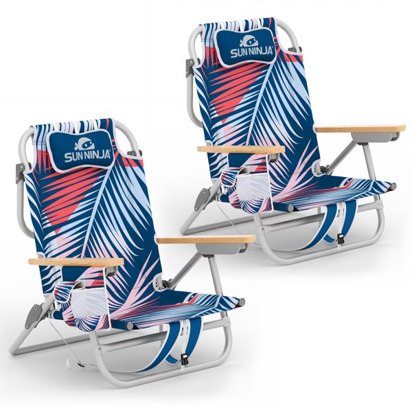 Sun Ninja Beach Chair X 2 Chairs - Palm Tree