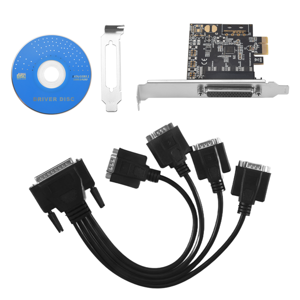 Pcie To 4 Serial Port Rs232 9-Pin Expansion Card Ax99100 With Cable