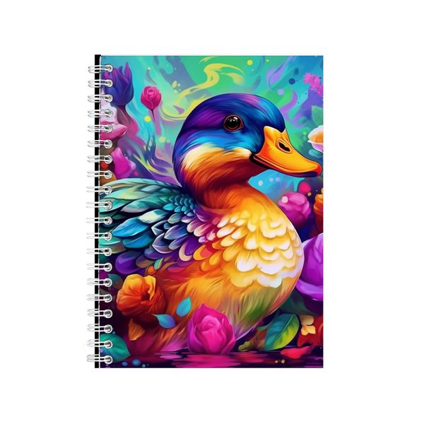 Colorful Duck Roses And Peonies Neon Notebook Gift Idea A4 Notepad Pad 73