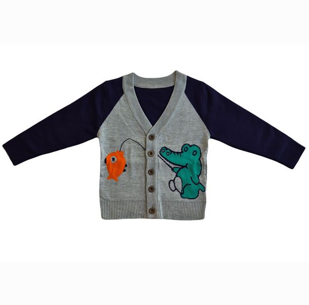 Croc Cardigan In Grey Melange