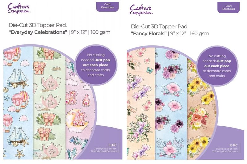 Crafters Companion Die-Cut 3D Topper Pads - 2 Pack Combo 30 Pages In Total
