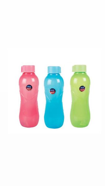Assorted Colors 1L Screw Top Water Bottles - Set of 3