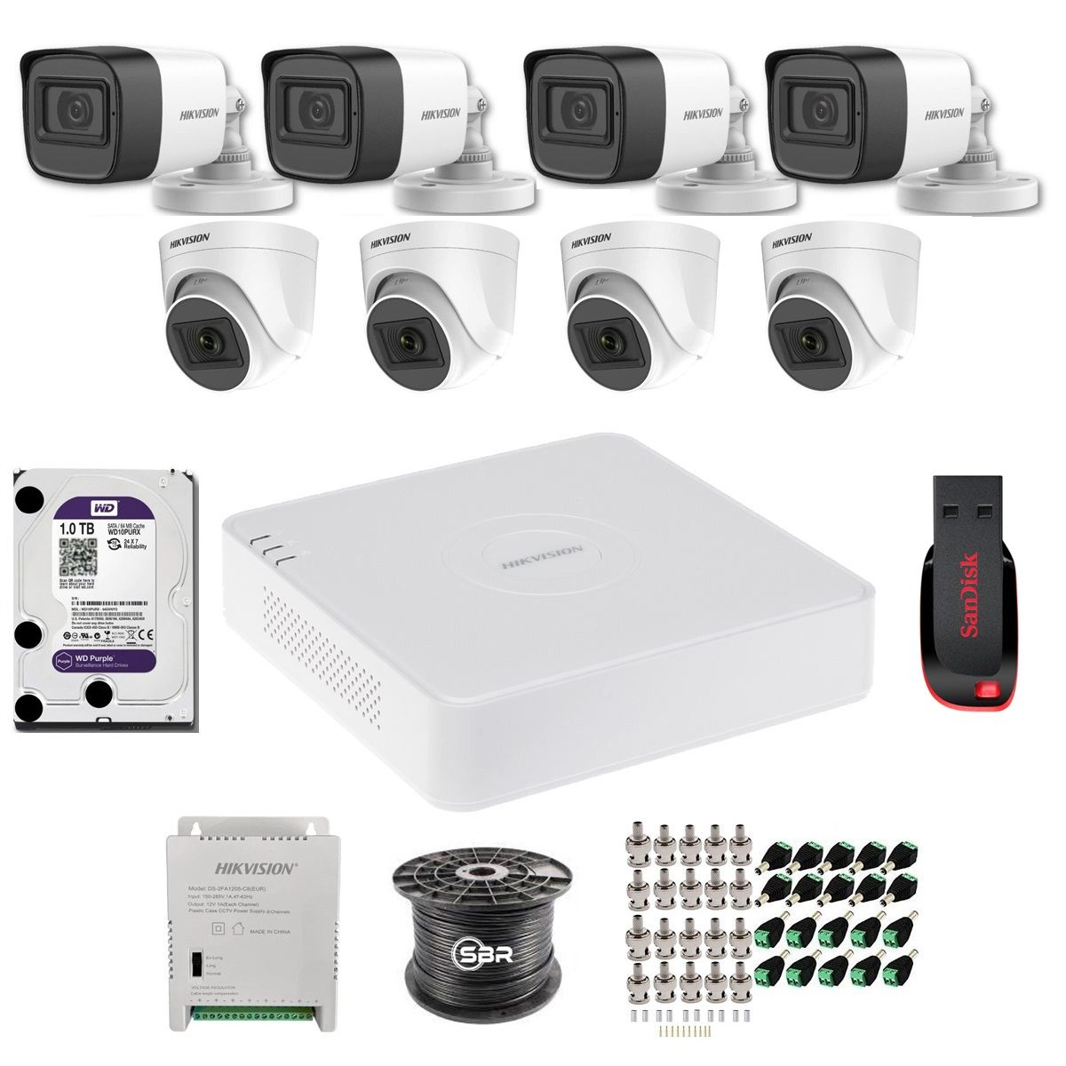 Hikvision 8 Channel 2MP 1080P Complete Kit - New Model