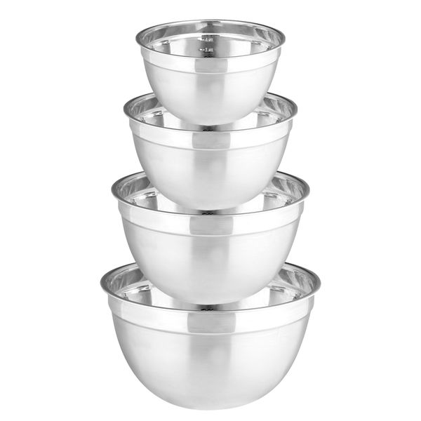 Upstairs Homeware Stainless Steel Mixing Bowls with Measurements - Set of 4