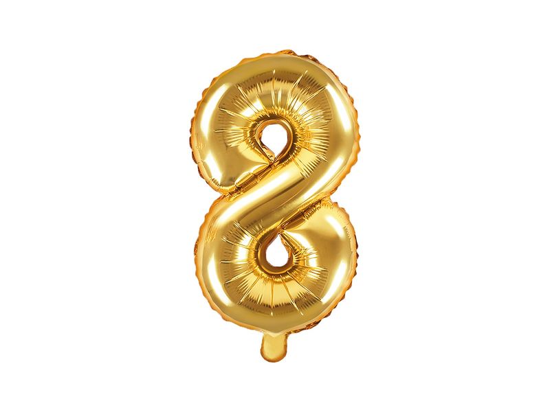 Foil Balloon Number "8", 35cm, gold