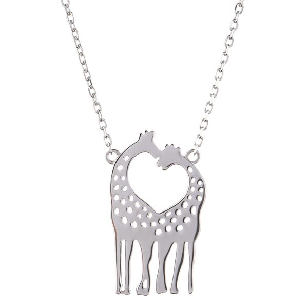 Kool Africa - Sterling Silver Necklace w/ Timeless Design - Two Giraffes