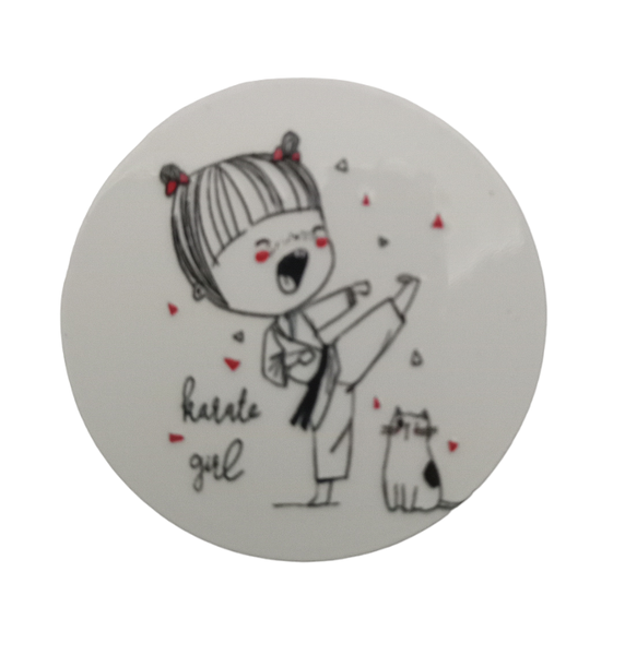 Popsocket Phone Grip Stick On - Karate girl and cat