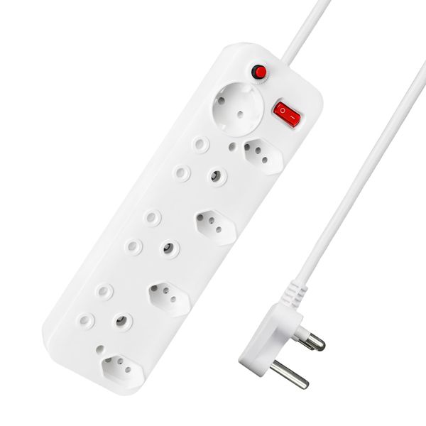 Ausma 8 Way Multi-Plug Adapter Fire Resistant 3x16A,4x5A-White