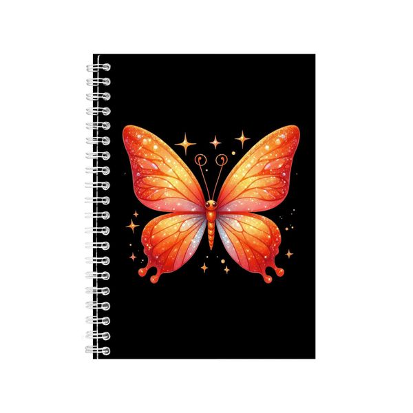 Orange A5 Notebook Spiral Lined Notepad Glitter image