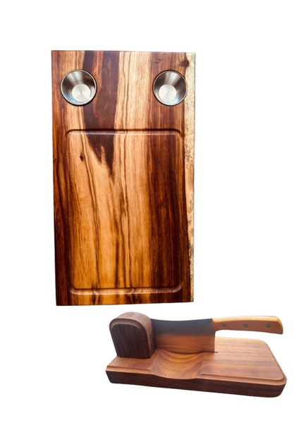 Solid Kiaat Charcuterie - Cheese - Chopping - Serving Board &amp; Biltong Cutter Gift