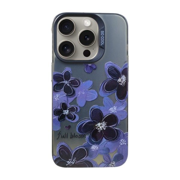 Elegant Flower Printed Phone Case Compatible With IPH 15 Pro - Silver