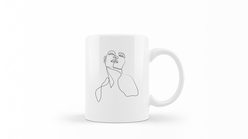 Designer Line Art Coffee Mug - Beauty 4